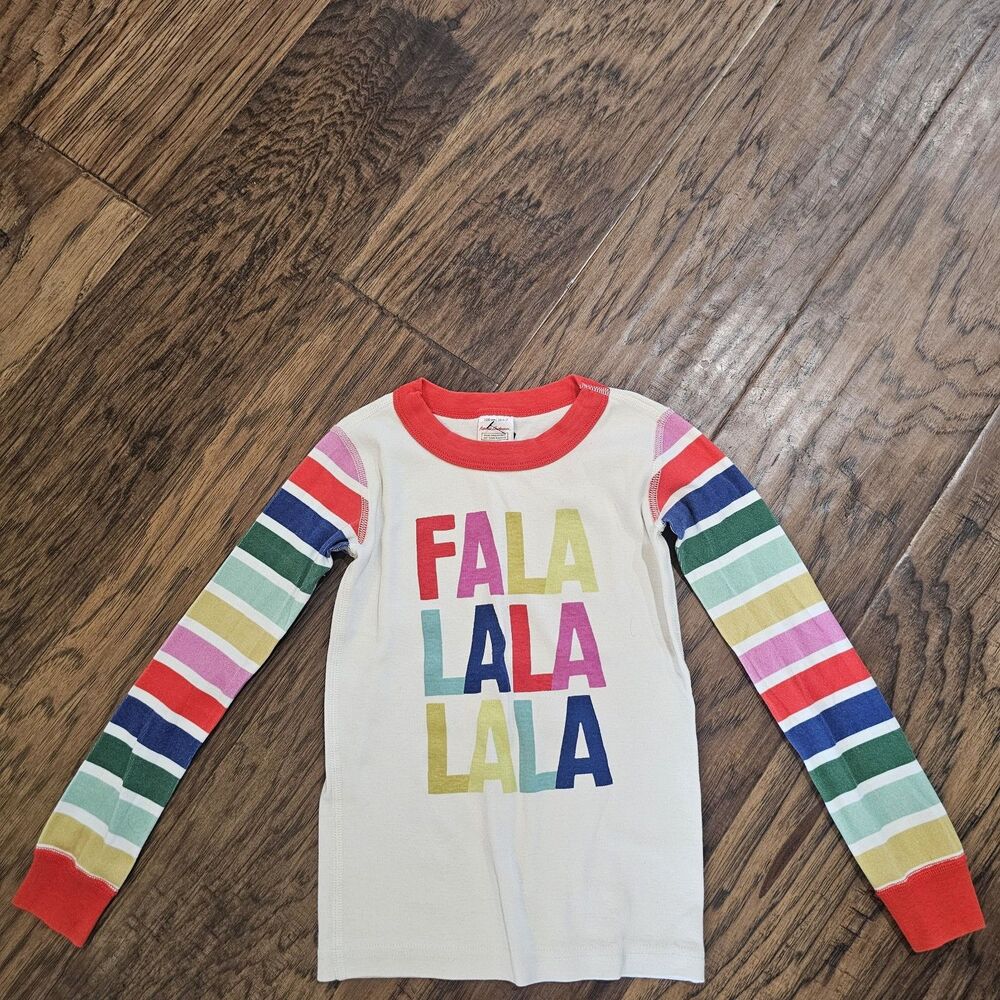 hanna andersson pajamas Size 6/7 Unisex Falalala Christmas Striped 2pc - Picture 4 of 8